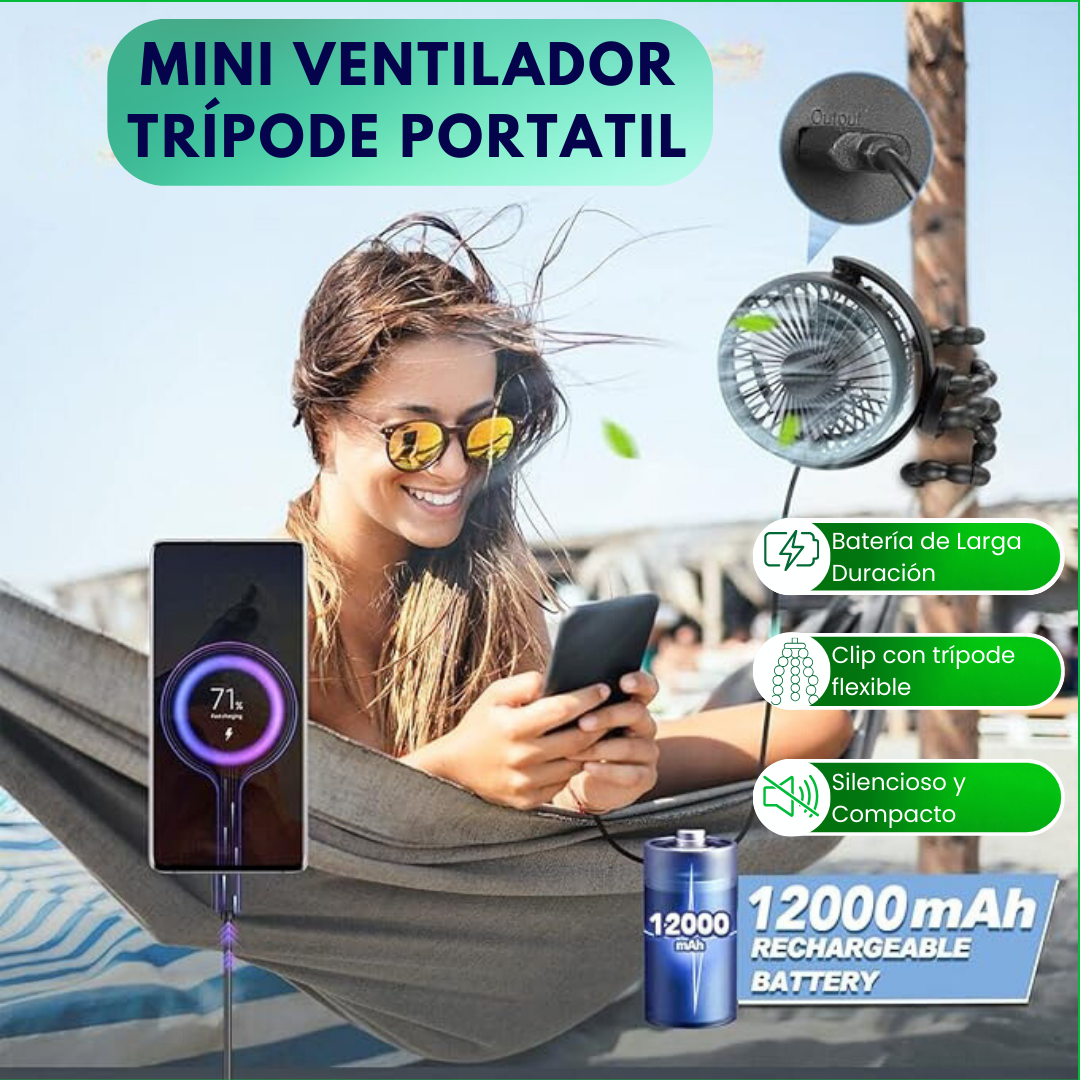 Mini Ventilador Trípode Portatil con Luz Led